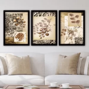 3SC136 Multicolor Decorative Framed Painting (3 Pieces)