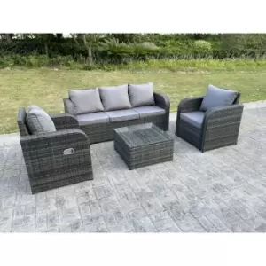 Fimous - pe Rattan Garden Furniture Set Adjustable Chair Sofa Lounge Sofa Set Square Coffee Table