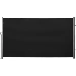 3x1.8M Retractable Side Awning Screen Fence Patio Privacy Divider Black - Black - Outsunny