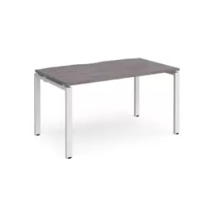 Adapt single desk 1400mm x 800mm - white frame and grey oak top