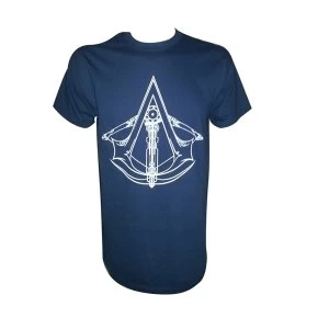 Assassins Creed Unity Crossbow Crest T-Shirt Medium Blue
