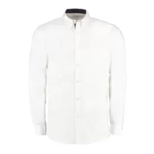 Kustom Kit Mens Contrast Premium Oxford Shirt (L) (White/Navy)