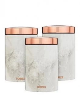 Tower Marble Rose Gold Edition Canisters ; Set Of 3