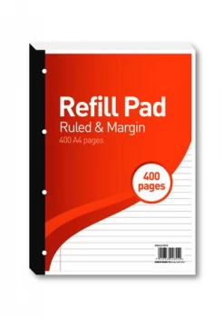 Hamelin 8mm RuledMargin Refill Pad A4 400 Sheet Pack of 5 400127670