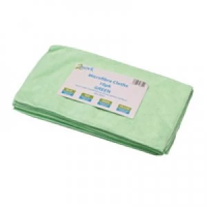 2Work Green 400x400mm Microfibre Cloth Pack of 10 101161GN