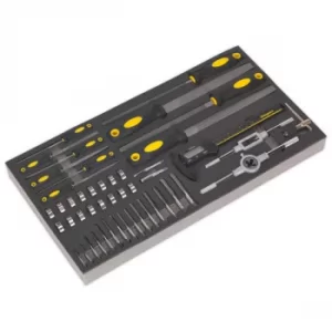 Siegen S01132 Tool Tray with Tap & Die, File & Caliper Set 48pc