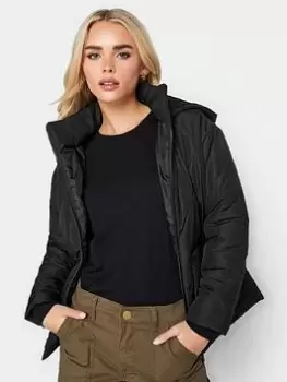 PixieGirl Petite Diamond Quilt Hooded Jacket, Black, Size 12, Women