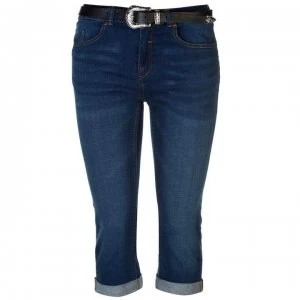 SoulCal Belted Cropped Jeans Ladies - Mid Wash