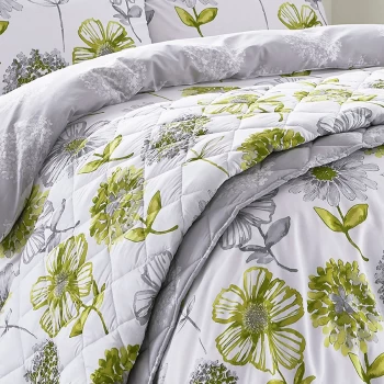 Catherine Lansfield Banbury Floral Bedspread - Green