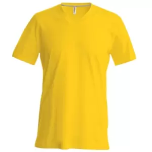 Kariban Mens Short Sleeve V Neck Slim Fit T-Shirt (S) (Yellow)