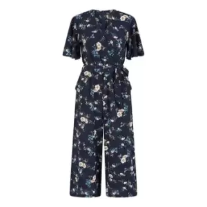 Mela London Navy Floral Print Culotte Jumpsuit - Blue