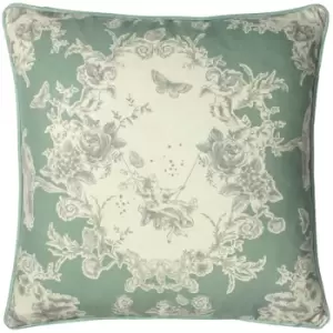 Paoletti Burford Floral Cushion Cover (One Size) (Sage/White) - Sage/White