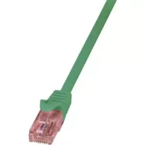 LogiLink CQ2055U RJ45 Network cable, patch cable CAT 6 U/UTP 2m Green Flame-retardant, incl. detent