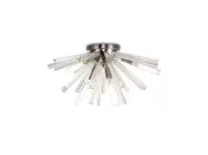 6 Light E14, Semi Flush Polished Nickel , Clear Glass