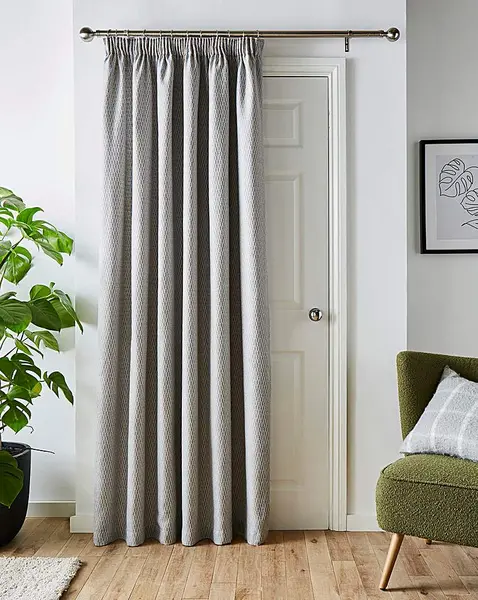 JD Williams Herringbone Tweed Door Curtain Grey 165X213 MN08101