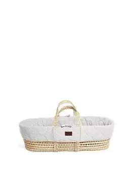 The Little Green Sheep Natural Quilted Moses Basket & Mattress - Dove Rice, White