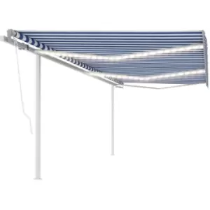 Vidaxl - Manual Retractable Awning with LED 6x3.5 m Blue and White Blue