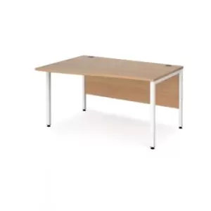 Office Desk Left Hand Wave Desk 1400mm Beech Top With White Frame Maestro 25 MB14WLWHB