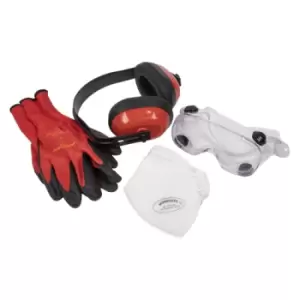 Worksafe Flexi Grip Gloves, FFP1 Mask, Goggles & Ear Defenders