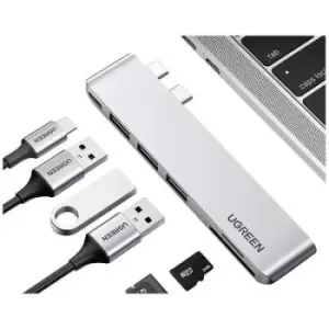 UGREEN 6-in-2 USB C Hub for MacBook Pro/Air 6 ports USB hub combo Silver