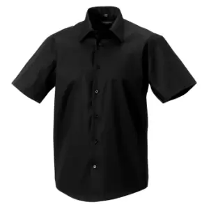Russell Collection Mens Short Sleeve Tailored Ultimate Non-Iron Shirt (18.5inch) (Black)