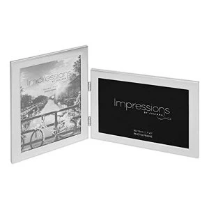 5" x 7" - IMPRESSIONS? Hinged Silver Double Photo Frame