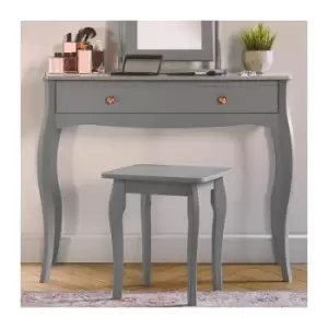 BTFY Grey Dressing Table - 1 Drawer Vanity Console Table With Rose Gold Handles - Vintage Baroque Style Makeup Table Desk