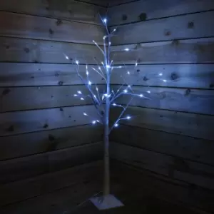 1.2m (4ft) Christmas Outdoor Birch Tree with 48 Ice White LED