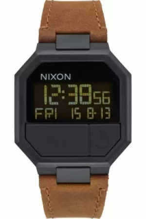 Mens Nixon The ReRun Leather Alarm Chronograph Watch A944-712