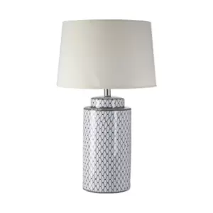 Blue and White Honeycomb Pattern Ceramic Table Lamp