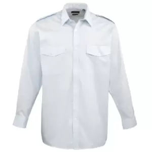Premier Mens Long Sleeve Pilot Plain Work Shirt (16) (Light Blue)