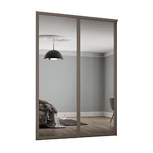 Spacepro 610mm Stone Grey Shaker frame Single panel Mirror Sliding Wardrobe Door Kit