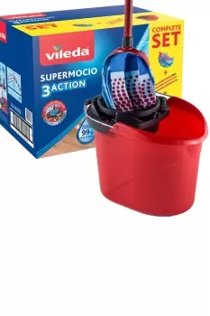 Vileda Supermocio 3 Action Mop and Bucket Set - Red