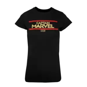 Captain Marvel Womens/Ladies Letters T-Shirt (M) (Black)