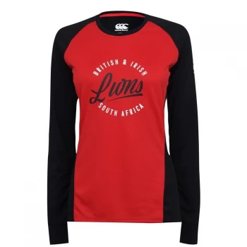 Canterbury British and Irish Lions Long Sleeve Graphic T Shirt Ladies - Red/Black