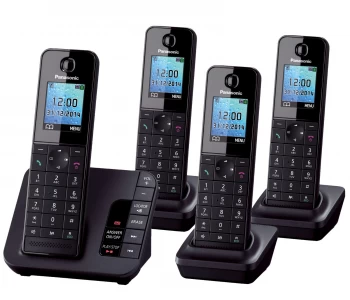 Panasonic KX-TGH220EB Cordless Phone With Answering Machine Quad Handset