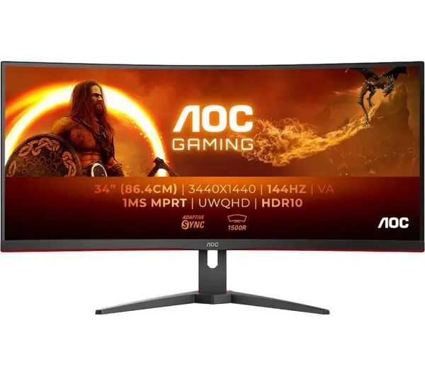 AOC CU34G2XE Wide Quad HD 34" Curved VA Gaming Monitor - Black,Red 4038986111348