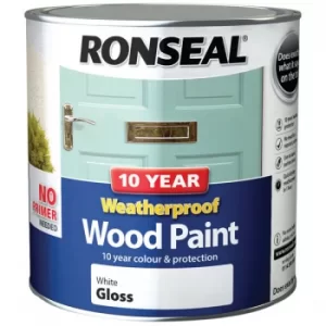 Ronseal 38782 10 Year Weatherproof Wood Paint White Gloss 2.5 litre