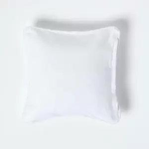 Cotton Plain White Cushion Cover, 45 x 45cm - White - Homescapes