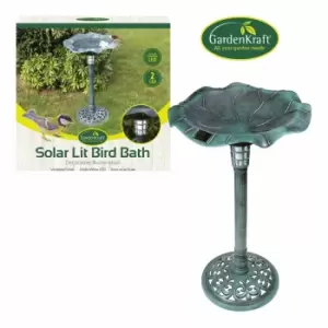 Gardenkraft Solar Lit Outdoor Bird Bath - Green