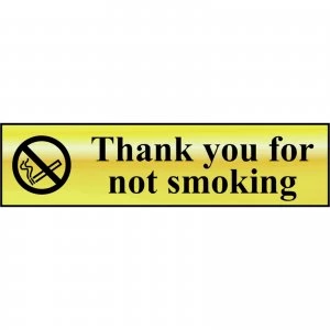 Scan Brass Effect Thank You For Not Smoking Sign 200mm 50mm Standard