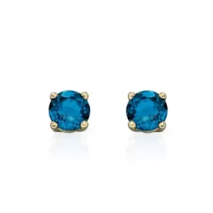 JG Signature 9ct Gold London Blue Topaz Stud Earrings 4mm