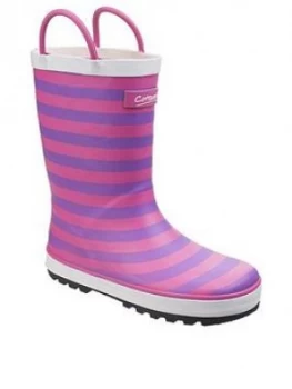 Cotswold Girls Pink Stripe Wellington Boots