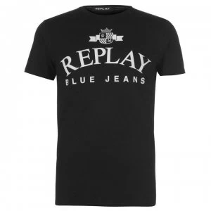 Replay Jeans Logo T Shirt - Blackboard 099