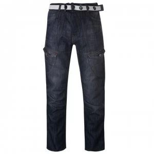 No Fear Belted Cargo Jeans Mens - Black