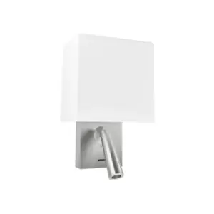 Leds-C4 Gamma - LED Wall Light with Reading Light Square Shade Satin Nickel 179lm 2700K