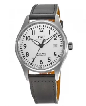 IWC Pilot's Mark XVIII Silver Dial Black Leather Strap Mens Watch IW327012 IW327012