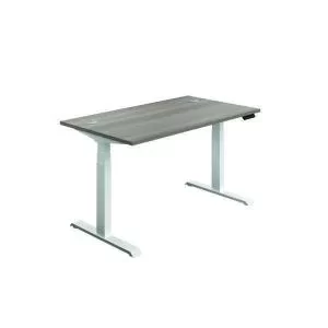 First SitStand Desk 1600x800x630-1290mm Grey OakWhite KF820789