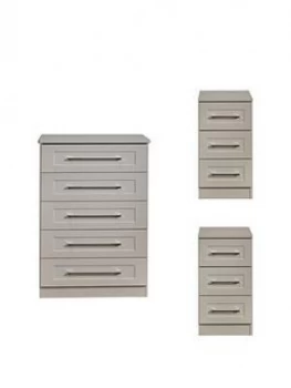 Swift Larson Ready Assembled Package - 5 Drawer Chest And 2 Bedside Chests