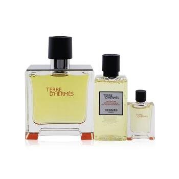 HermesTerre DHermes Coffret: Pure Parfum Spray 75ml/2.53oz + Hair & Body Shower Gel 40ml/1.35oz + Pure Parfum Spray 5ml/0.17oz 3pcs